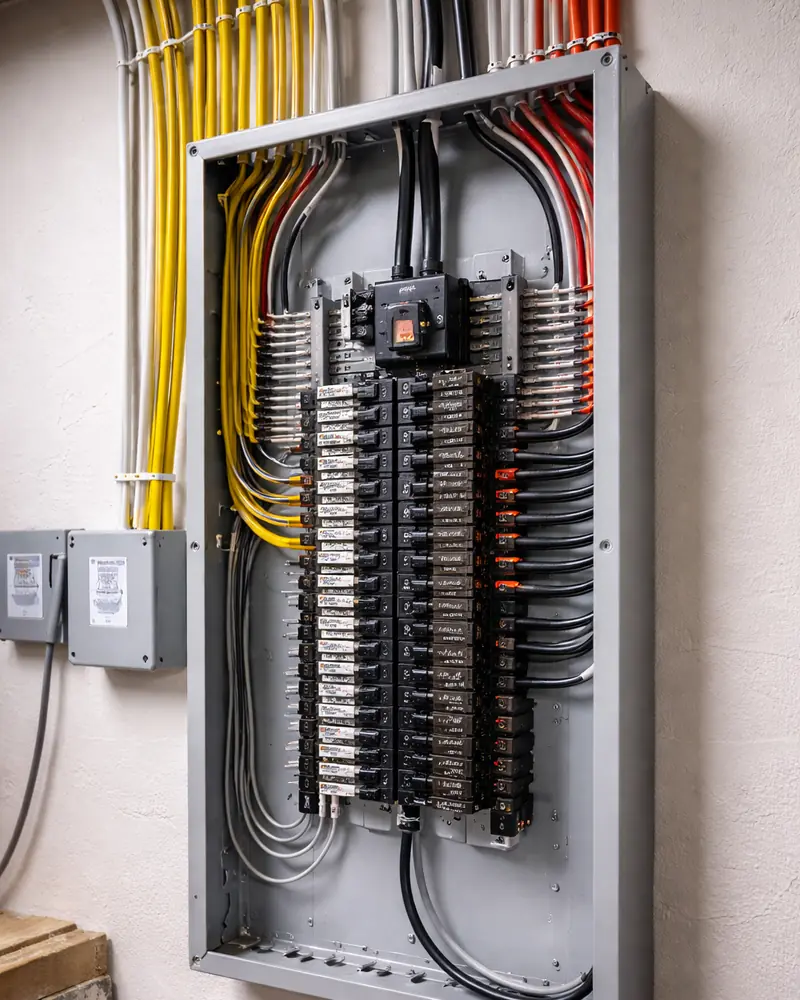 Neatly wired electrical panel by Paramount Electric
